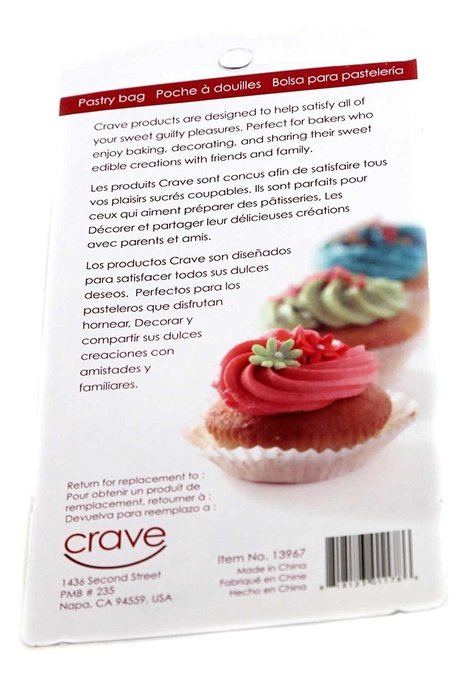 Crave Pastry Bag with Five Different Stainless Steel Nozzles for Precision, Colors Vary, 1-pack N3