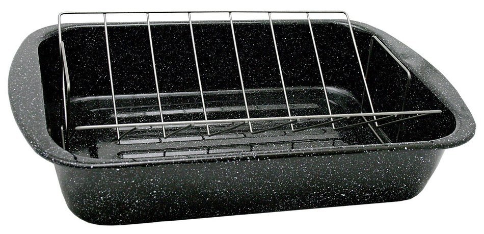 Granite Ware 0564 Open Rectangle Roaster with Non-Stick V-Rack, 19-Inch N3