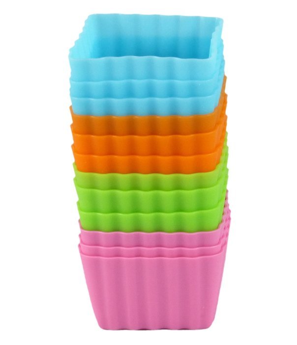 Bakerpan Silicone Mini Cake Holders, Baking Cups, 2 Inch Squares, 12 Pack