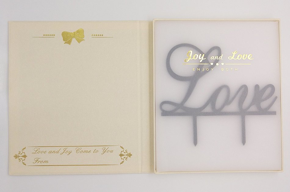 LOVENJOY Gift Box Pack LOVE Monogram Wedding Engagement Cake Party Topper (5.7-inch, Silver Glitter) N9