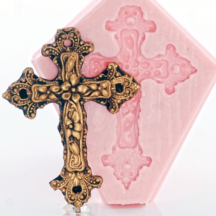 Victorian Cross Silicone Mold Food Safe Fondant, Candy, Craft, Resin, Clay Flexible Mold N3