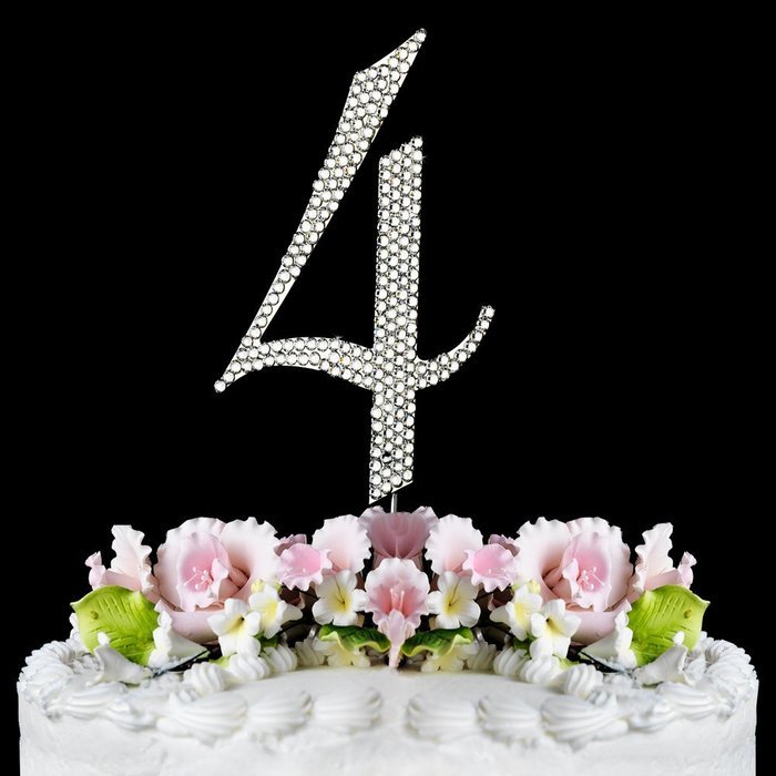 Rhinestone Cake Topper Number 4 by other