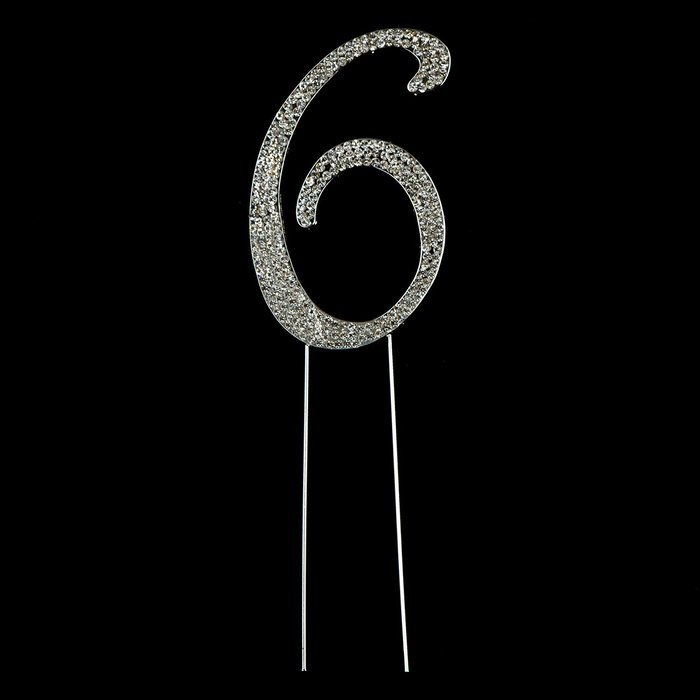 Number 7 Cake Topper, Birthday or Anniversary Party Decoration, Rhinestone Metal Top (7) N16