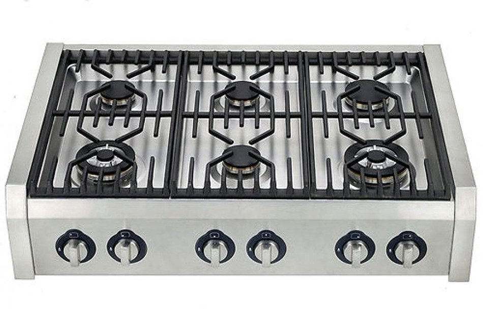 Cosmo Professional Style Slide-In Gas Cooktop in Stainless Steel -36 in