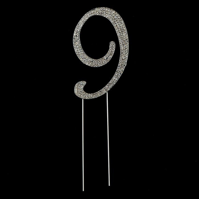 Number 7 Cake Topper, Birthday or Anniversary Party Decoration, Rhinestone Metal Top (7) N17