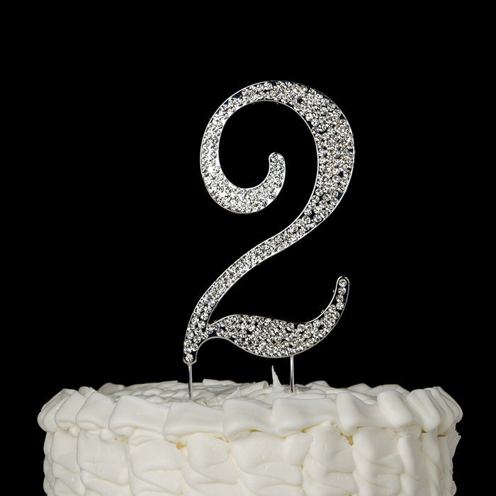 Number 7 Cake Topper, Birthday or Anniversary Party Decoration, Rhinestone Metal Top (7) N18