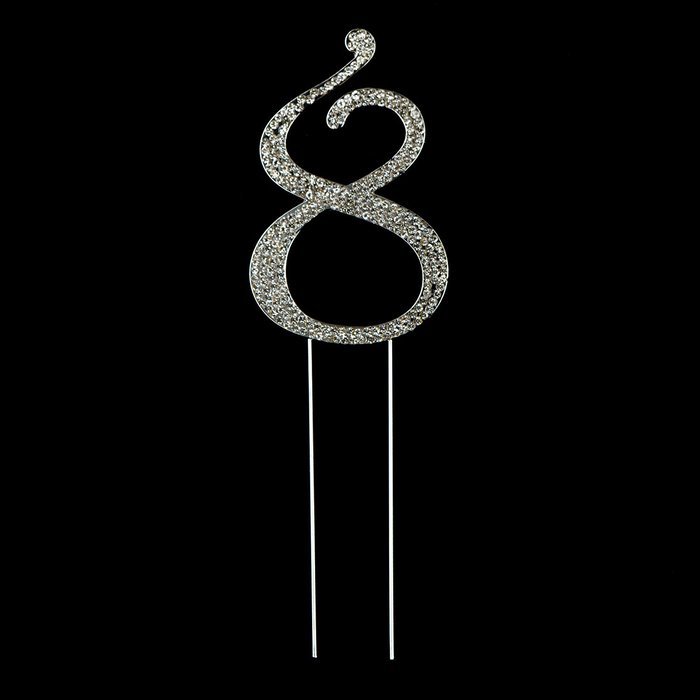 Number 7 Cake Topper, Birthday or Anniversary Party Decoration, Rhinestone Metal Top (7) N19