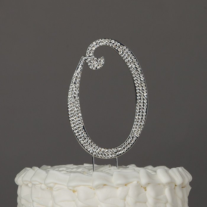 Number 7 Cake Topper, Birthday or Anniversary Party Decoration, Rhinestone Metal Top (7) N21