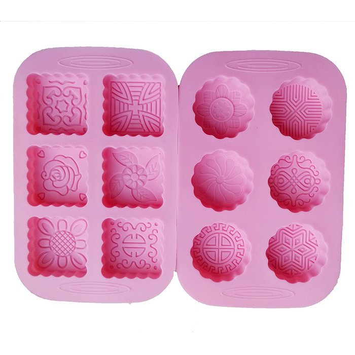 Yunko 6 Cavity Mooncake Silicone Chocolate Muffin Cupcake Soap Mold Pan Round and Square (Sunflowers) N4