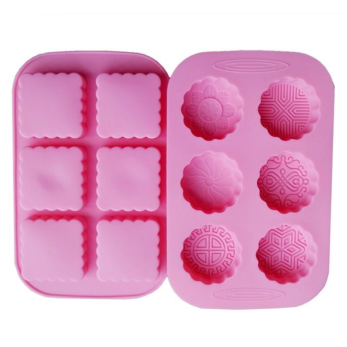 Yunko 6 Cavity Mooncake Silicone Chocolate Muffin Cupcake Soap Mold Pan Round and Square (Sunflowers) N5