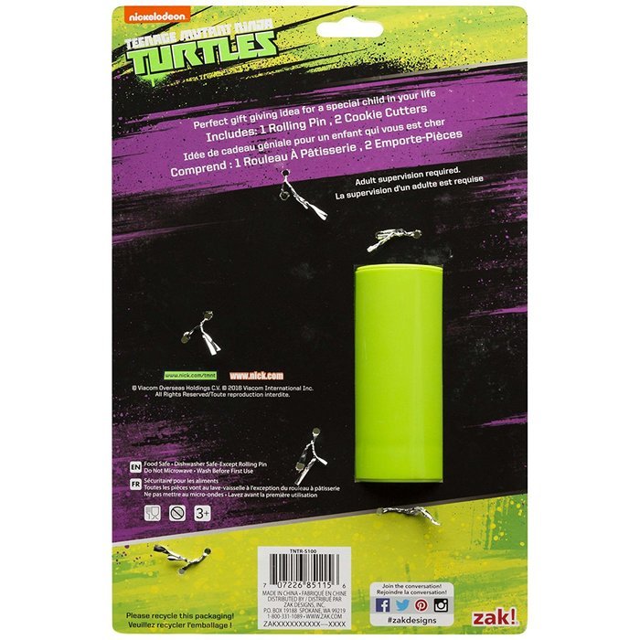 Zak Designs TNTR-S100 Ninja Turtles 3 Piece Kids Baking Set for Cookies, Decorated N3
