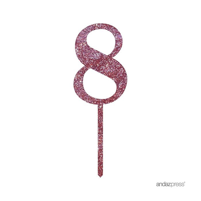 Andaz Press 5th Birthday and Anniversary Acrylic Cake Toppers, Pink Glitter, Number 5, 1-Pack N99