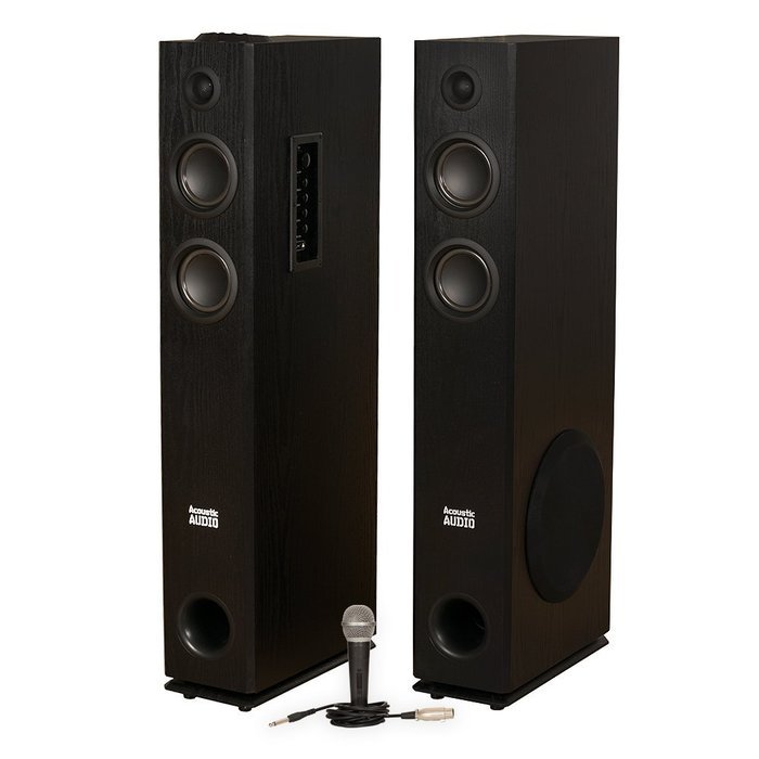 Acoustic Audio TSi300 Bluetooth Powered Floorstanding Tower Multimedia Speakers with Mic TSi300M1 N2