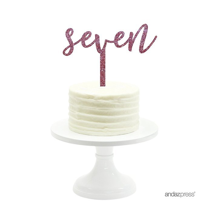 Andaz Press 5th Birthday and Anniversary Acrylic Cake Toppers, Pink Glitter, Number 5, 1-Pack N110