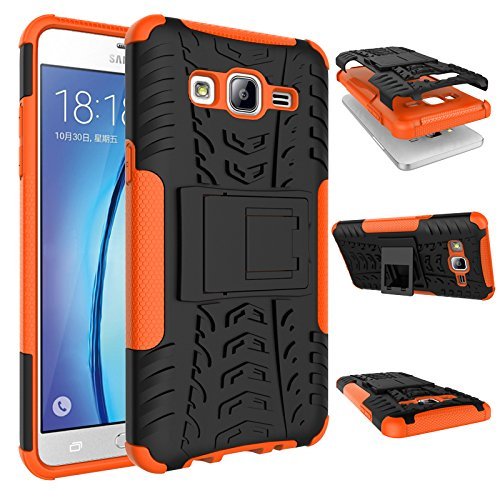 Galaxy On5 Case, MCUK Heavy Duty Rugged Dual Layer - Soft/Hard Shell 2 in 1 Tough Protective Cover Case with Kickstand... N21