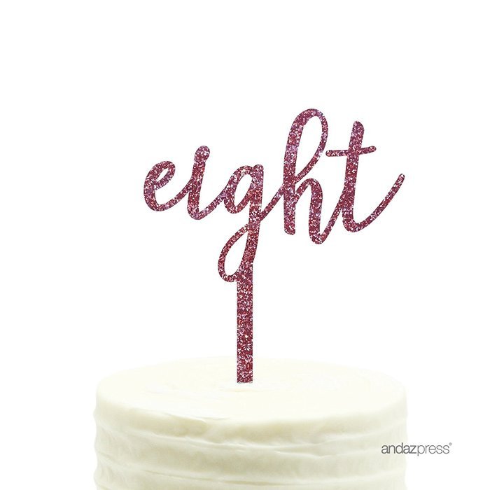 Andaz Press 5th Birthday and Anniversary Acrylic Cake Toppers, Pink Glitter, Number 5, 1-Pack N121