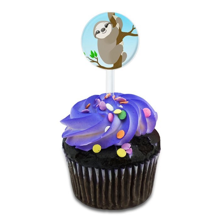 Sloth Just Hanging Around Cake Cupcake Toppers Picks Set