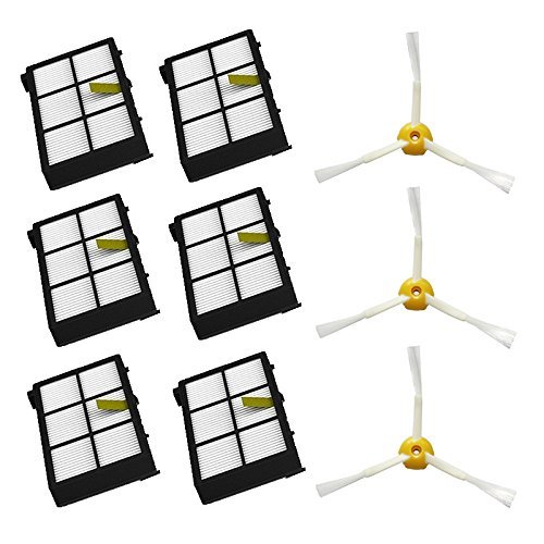 SHP-ZONE 6 HEPA Filter & 3 3-armed side brush For iRobot Roomba 800 series 870 880 Vacuum Cleaning Robots N2