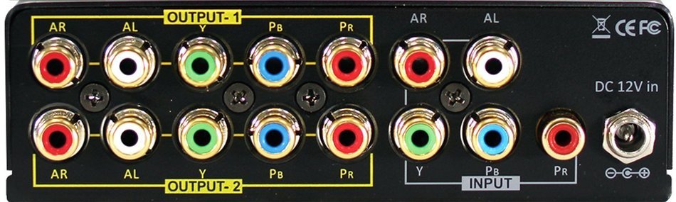 Shinybow 1x2 1:2 Component Video + Stereo R/L Audio Splitter Distribution Amplifier SB-3729 N3