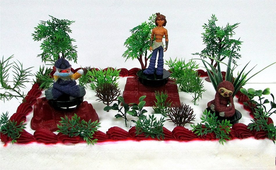 THE CROODS 16 Piece Birthday Cake Topper Set Featuring Crood Figures and Themed Decorative Accessories - Figures... N6