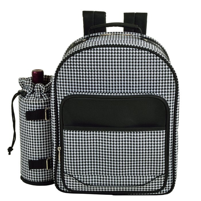 Picnic at Ascot - Deluxe Equipped 4 Person Picnic Backpack with Cooler & Insulated Wine Holder - Trellis Blue N8