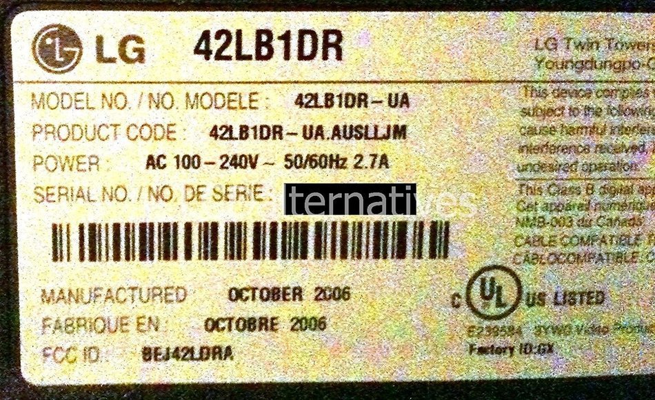 Repair Kit, LG 42LB1DR, LCD Monitor, Capacitors, Not the Entire Board N5
