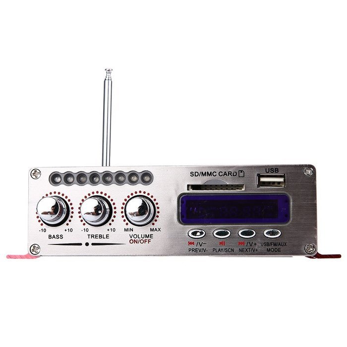 Robolife USB Kentiger HY - 502S 2CH Bluetooth Hi-Fi Super Bass Output Power Amplifier with Remote Controller Red N5