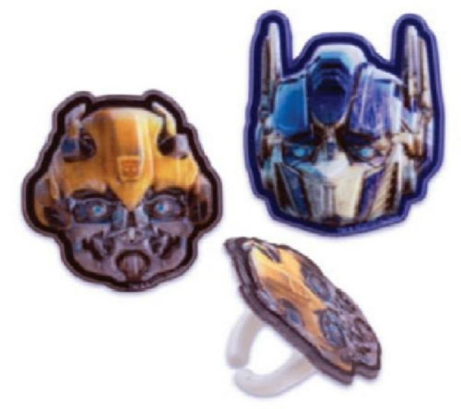 TRANSFORMERS MEGATRON & BUMBLEBEE (24) Party CUPCAKE Favor TOPPER RINGS Decor