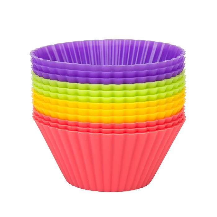Crazy Egg Reusable Silicone Baking Cups Muffin Molds (12, 3 colors) N4