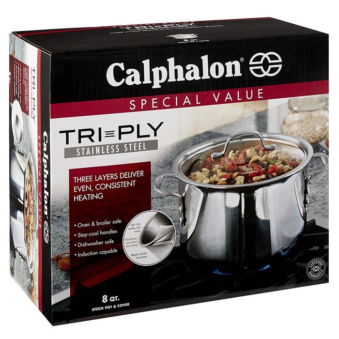 Calphalon Tri-Ply Stainless Steel 14-Inch Roaster with Rack and Lifters N18