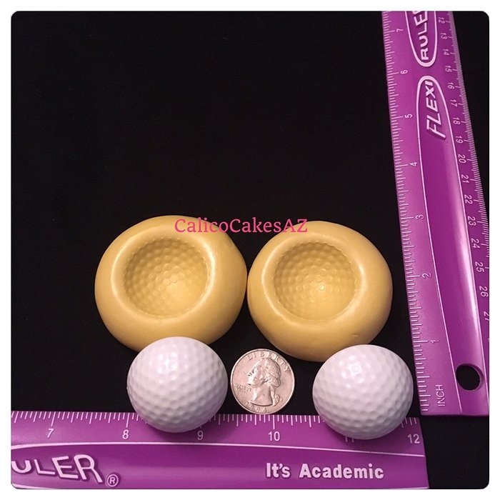2 Golf Ball Fondant Mold Set Chocolate Candy Gumpaste Soap Resin Clay
