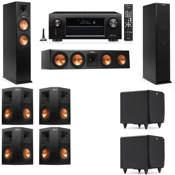 Klipsch RP-260F Tower Speakers-SDS12-7.2-Denon AVR-X3200W