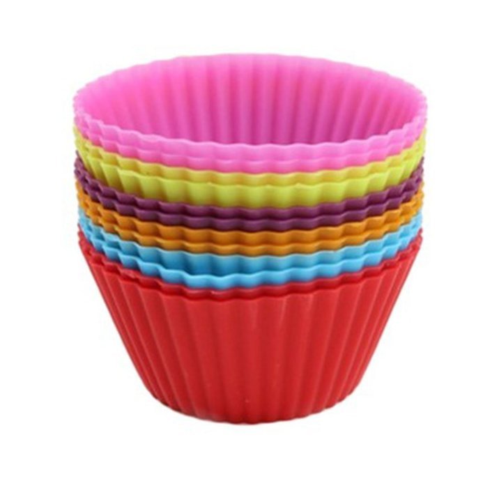 Silicone Cup Cake moulds in Assorted Colors (12 piece sets) for baking amazing medium sized cupcakes. 12pcs per... N4