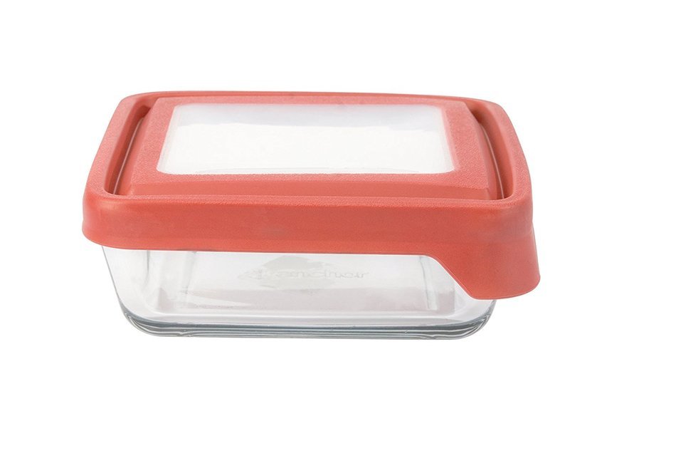 Anchor Hocking TrueSeal Rectangle Food Storage Container 6-Cup, Green Lid N8