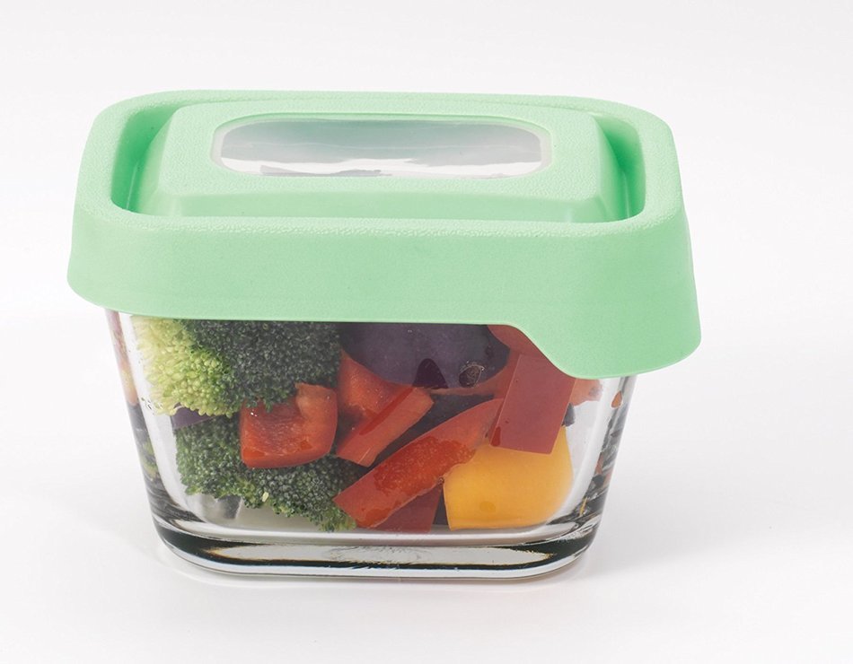 Anchor Hocking TrueSeal Rectangle Food Storage Container 6-Cup, Green Lid N9
