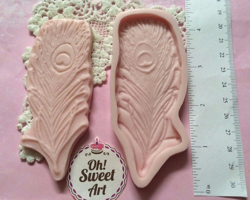 Peacock Feather Silicone Mold Cake Decorating Sugar Flower FDA Approved