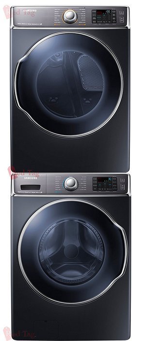 Bundle: Samsung 5.6 cf Steam Front Load Washer & 9.5 cf Steam Electric Dryer Stacked includes Stack Kit Onyx WF56H9100AG... N2