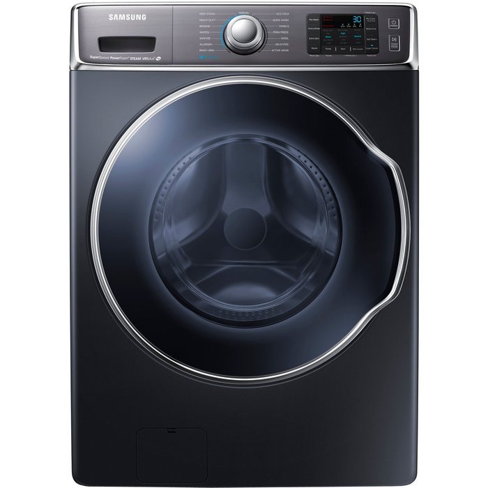 Bundle: Samsung 5.6 cf Steam Front Load Washer & 9.5 cf Steam Electric Dryer Stacked includes Stack Kit Onyx WF56H9100AG... N3