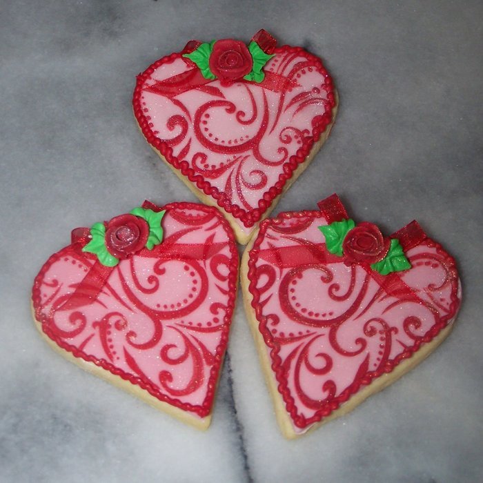 Designer Stencils C351 Contemporary Hearts Cookie Stencils, Beige/Semi-Transparent N2