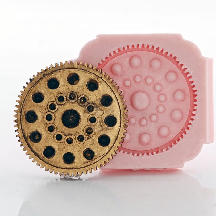 Large Steampunk Gear Mold Easy To Use Flexible Silicone Food Safe Fondant, Chocolate, Candy, Resin, Polymer Clay...