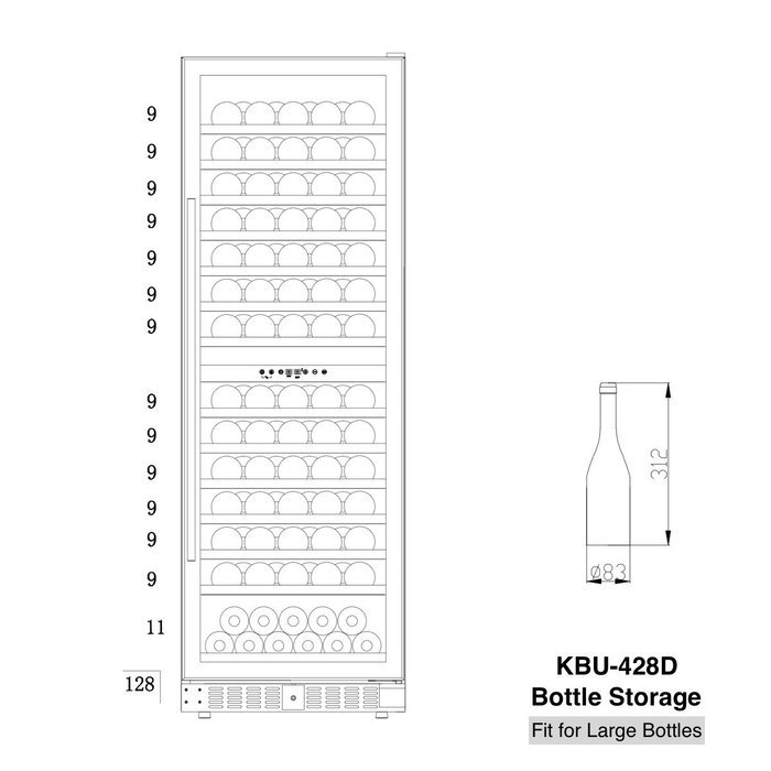 128 BOTTLE DUAL ZONE WINE REFRIGERATOR N2