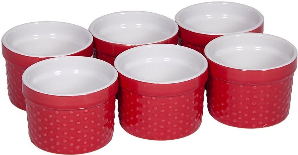 Durable Oven to Table 6 Piece Hobnail Porcelain, Ramekin, Souffle' 4 Oz. Dish (Aqua)