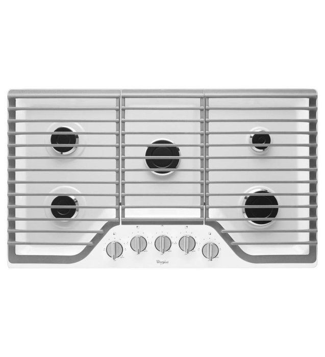 Whirlpool WCG51US6D 36" Gas Cooktop with Fifth Burner, White