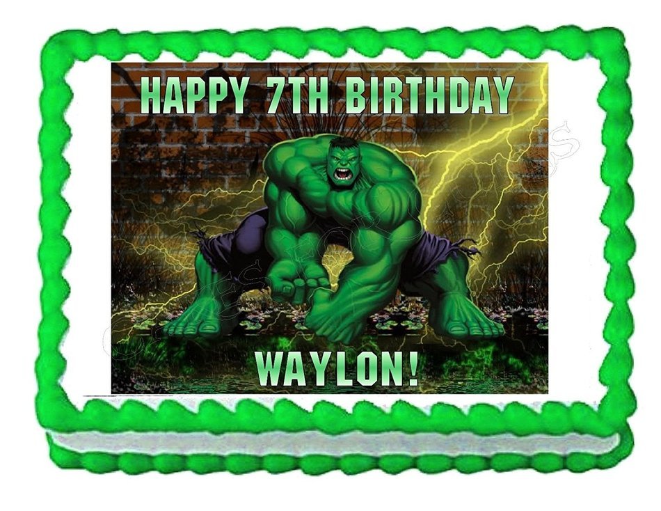 INCREDIBLE HULK party decoration edible cake image topper frosting-1/4 sheet