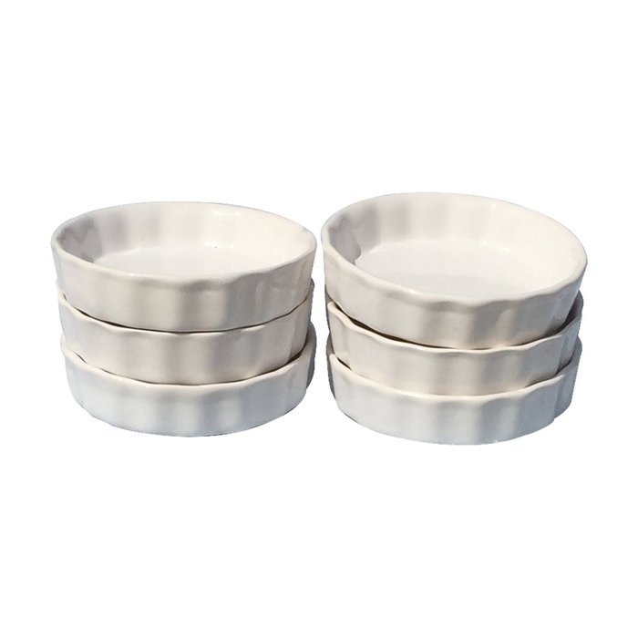 Om Joy Collection Shallow Creme Brulee Mini- Ramekins (1 oz each): Set of 6- Oven Safe & Stackable Creme Brulee... N5