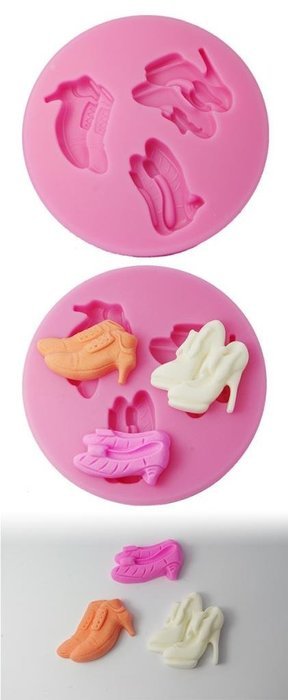 Generic Silicone Cupcake Mold High Heel Shoes Decoration Mould Color Pink