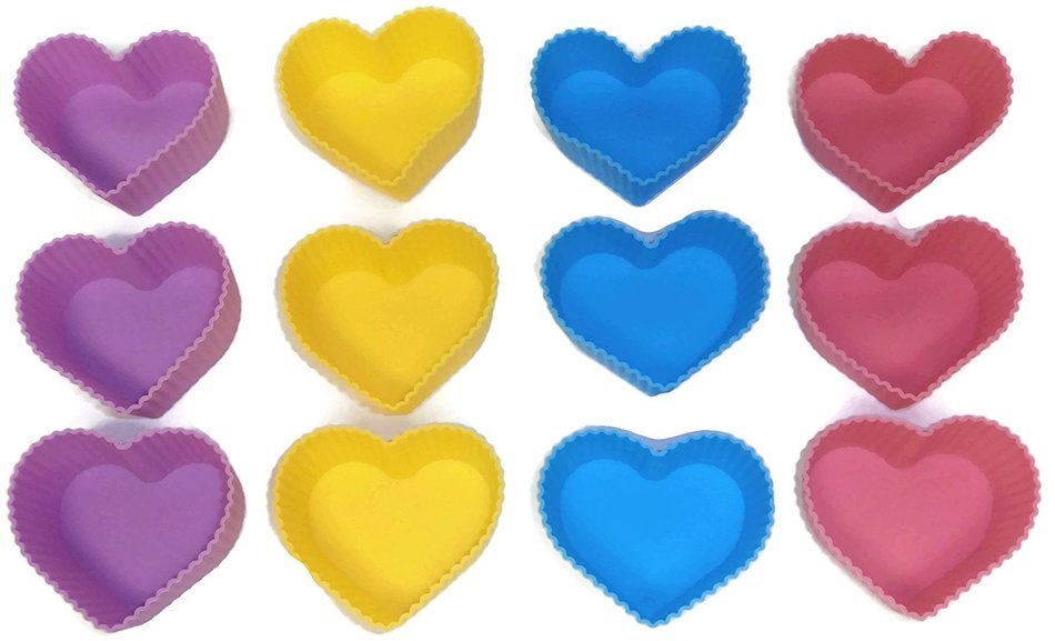 Silicone Heart Cupcake Molds Set of 12 (12)