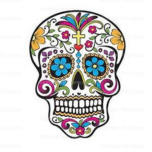 6" Round - Sugar Skull Halloween - Edible Cake/Cupcake Party Topper!!!