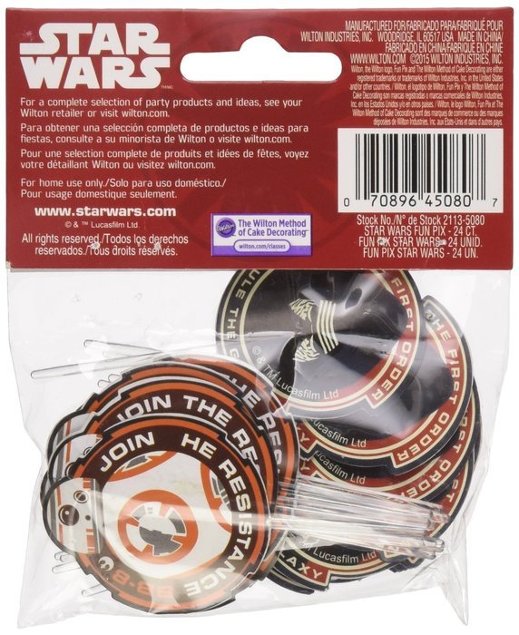 Star Wars Disposable Cupcake Liners and Toppers - 50 Baking Cups and 24 Fun Pix Toppers N7