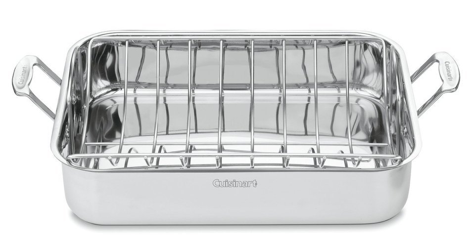 Premium Cuisinart Silver Stainless Steel Roaster Grill Rack with Bear Paw Meat Handlers Bundle N2